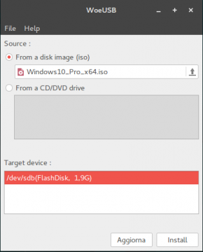 WOEusb - Chiavetta avviabile con Windows 10