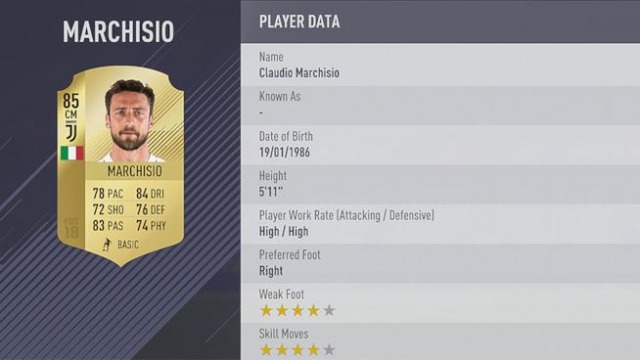 Claudio Marchisio, fifa 18