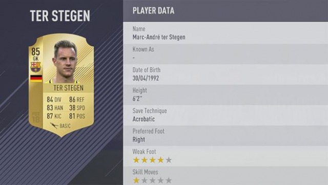 Ter Stegen, fifa 18