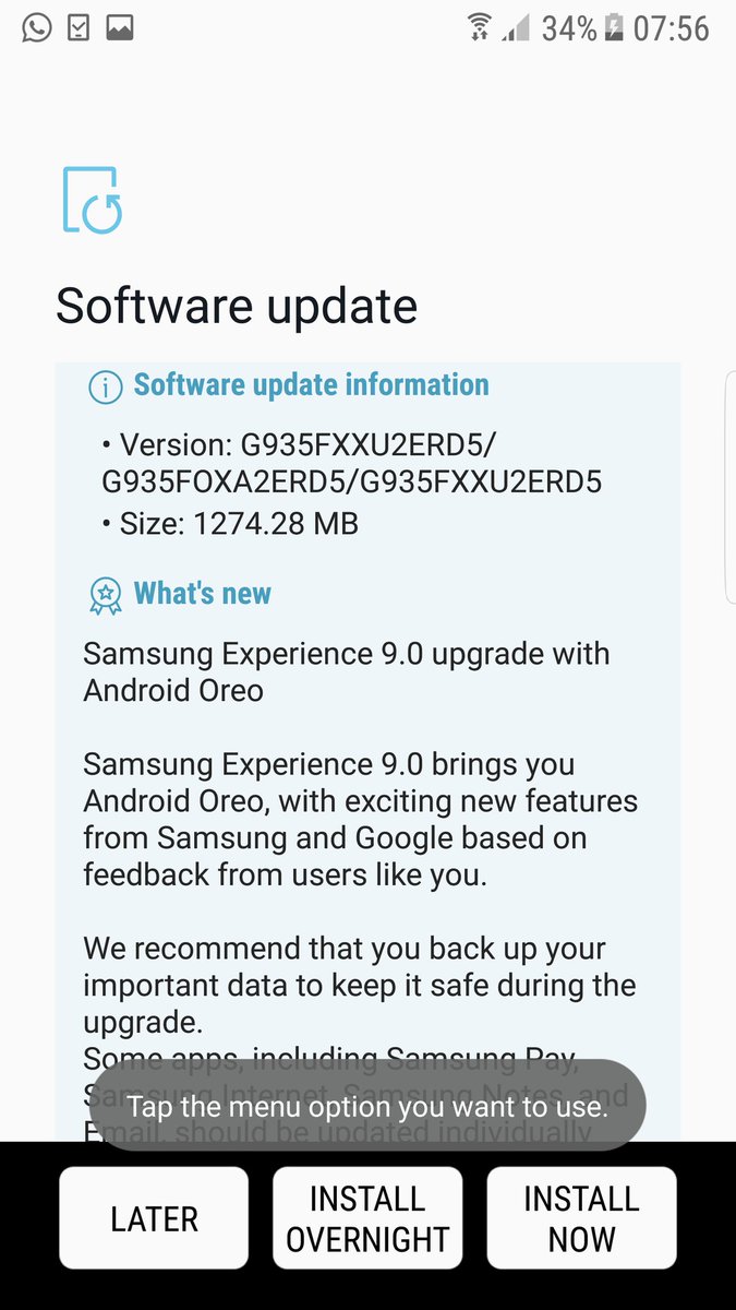 Android 8.0 Oreo rilasciato per Samsung Galaxy S7 e S7 Edge!