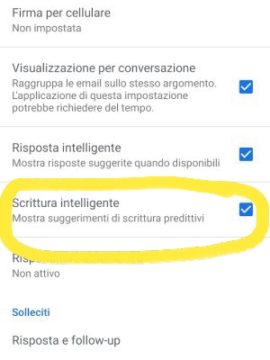 Scrittura intelligente casella